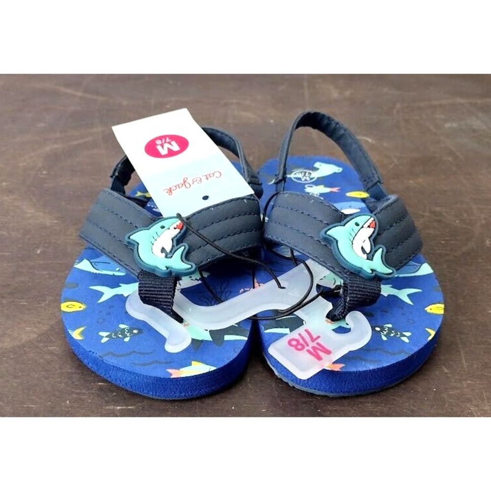 Cat Jack Kids Toddler Boys Shark Flip Flops Sandals Size 7 8‎ Blue
